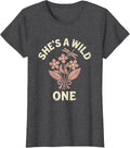 Women's She's a Wild One Western Graphic Design T-Shirt - Dark Heather Grey