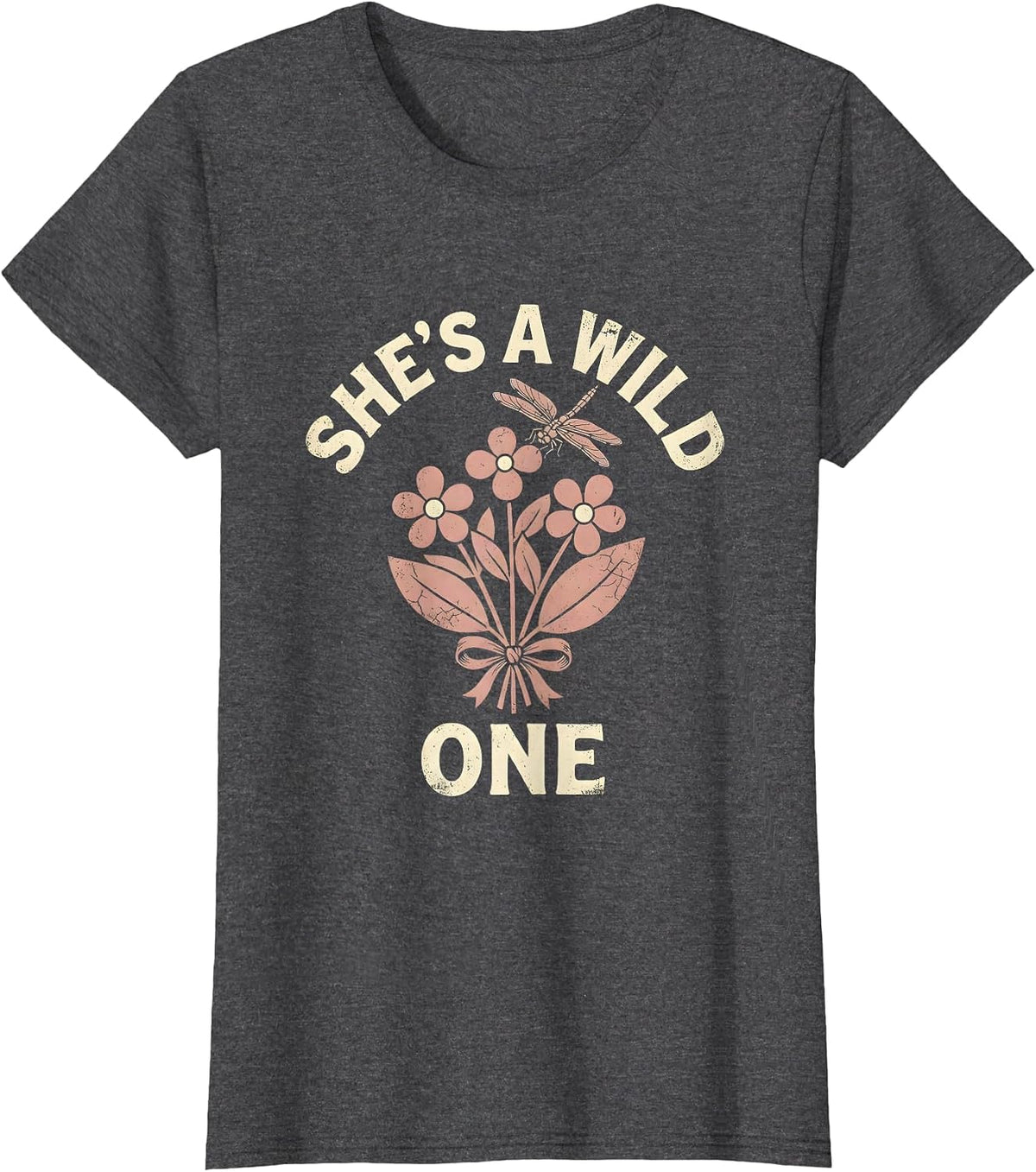 Women's She's a Wild One Western Graphic Design T-Shirt - Dark Heather Grey