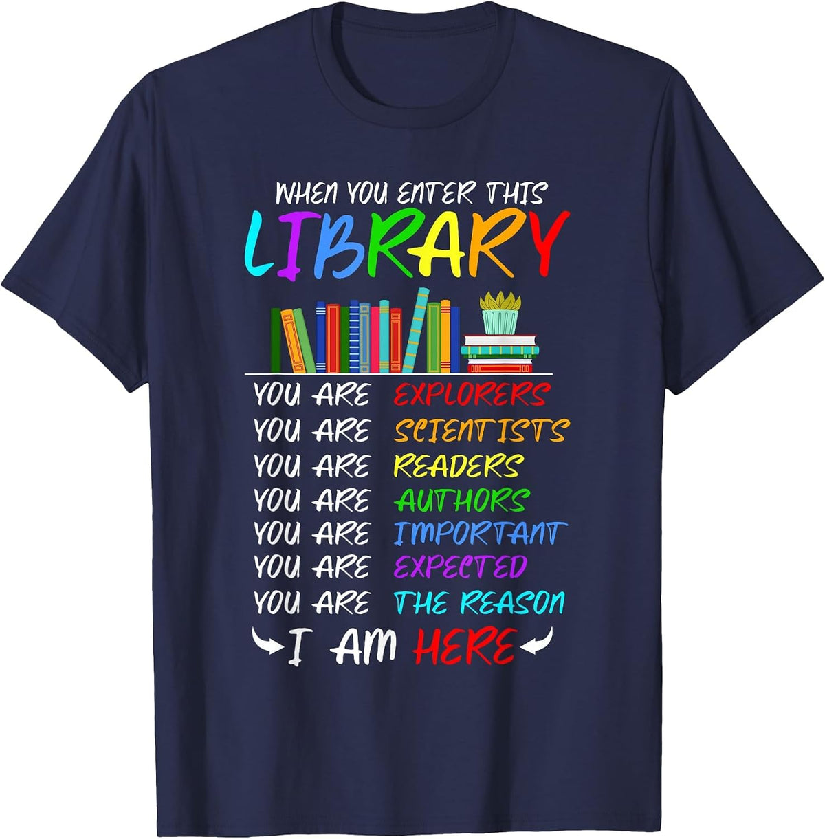 Retro Librarian Book Reader Library Book Reading T-Shirt - Navy Blue