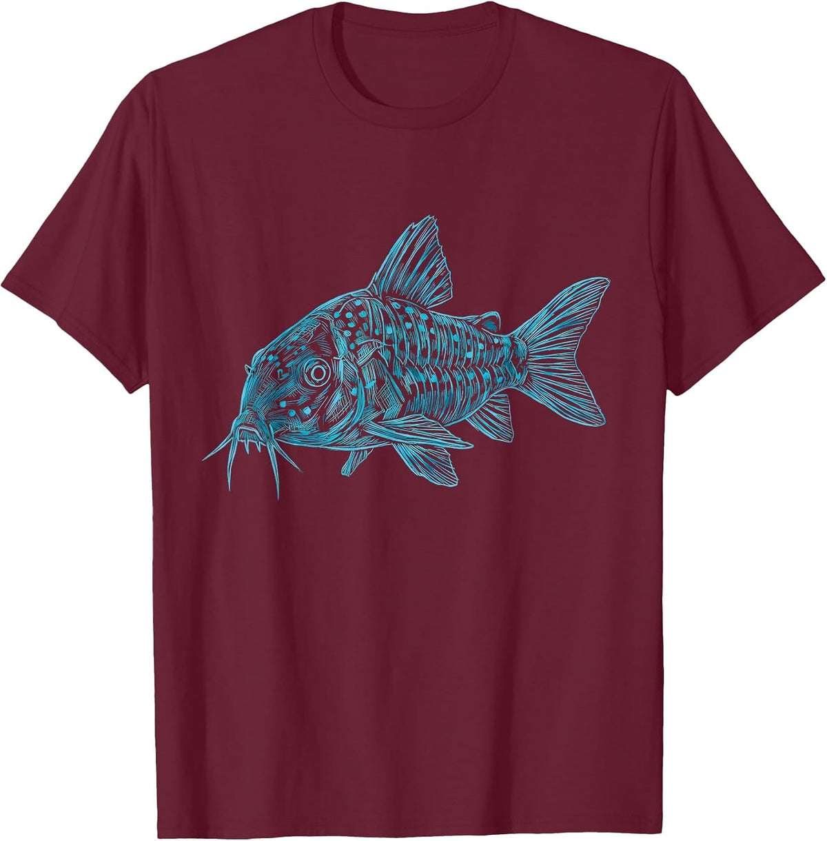 Cory Catfish Corydoras Freshwater Aquarium T-Shirt - Burgundy