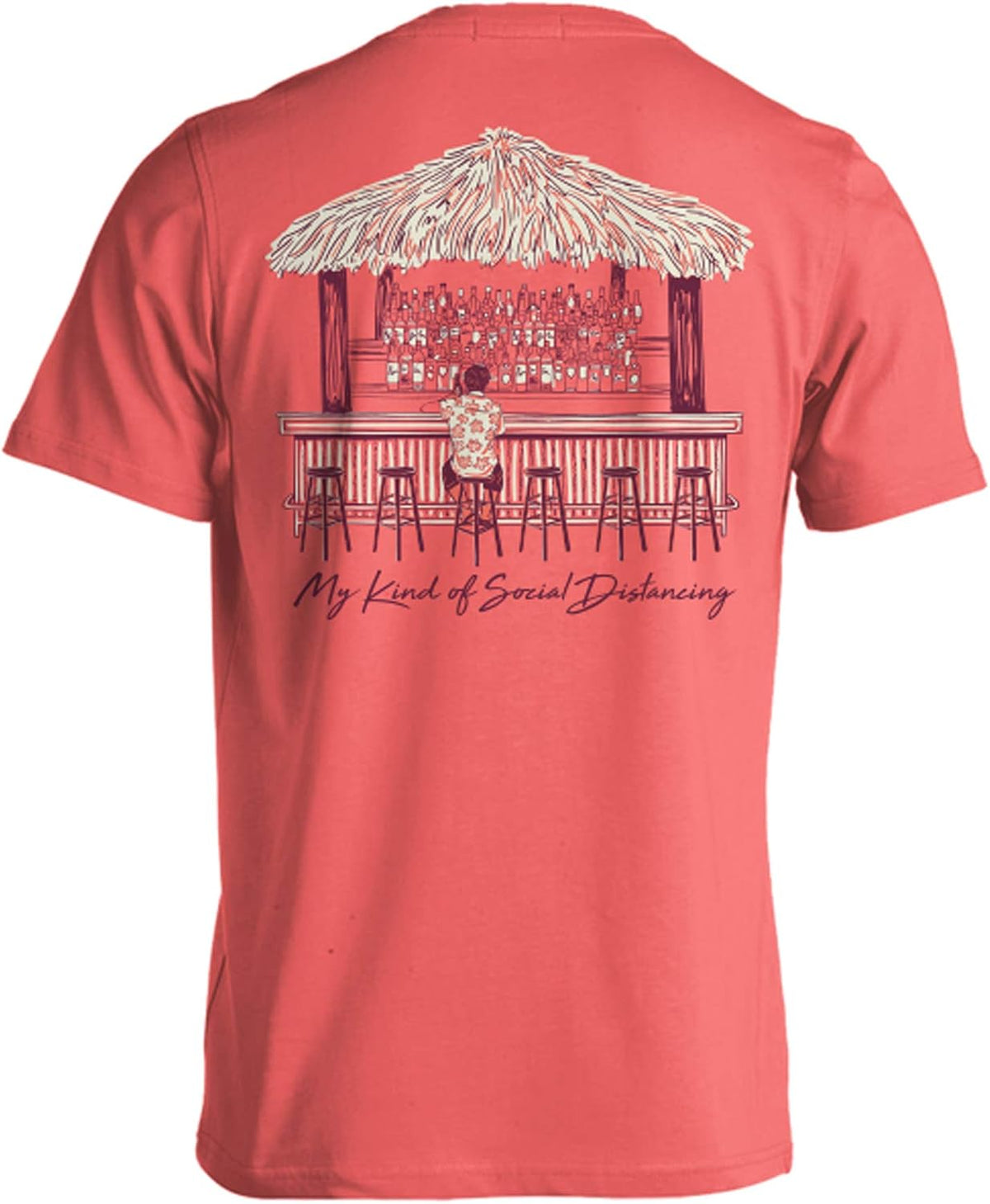 Short Sleeve Cotton Graphic T-Shirt - Social Distancing\/Tikki Bar