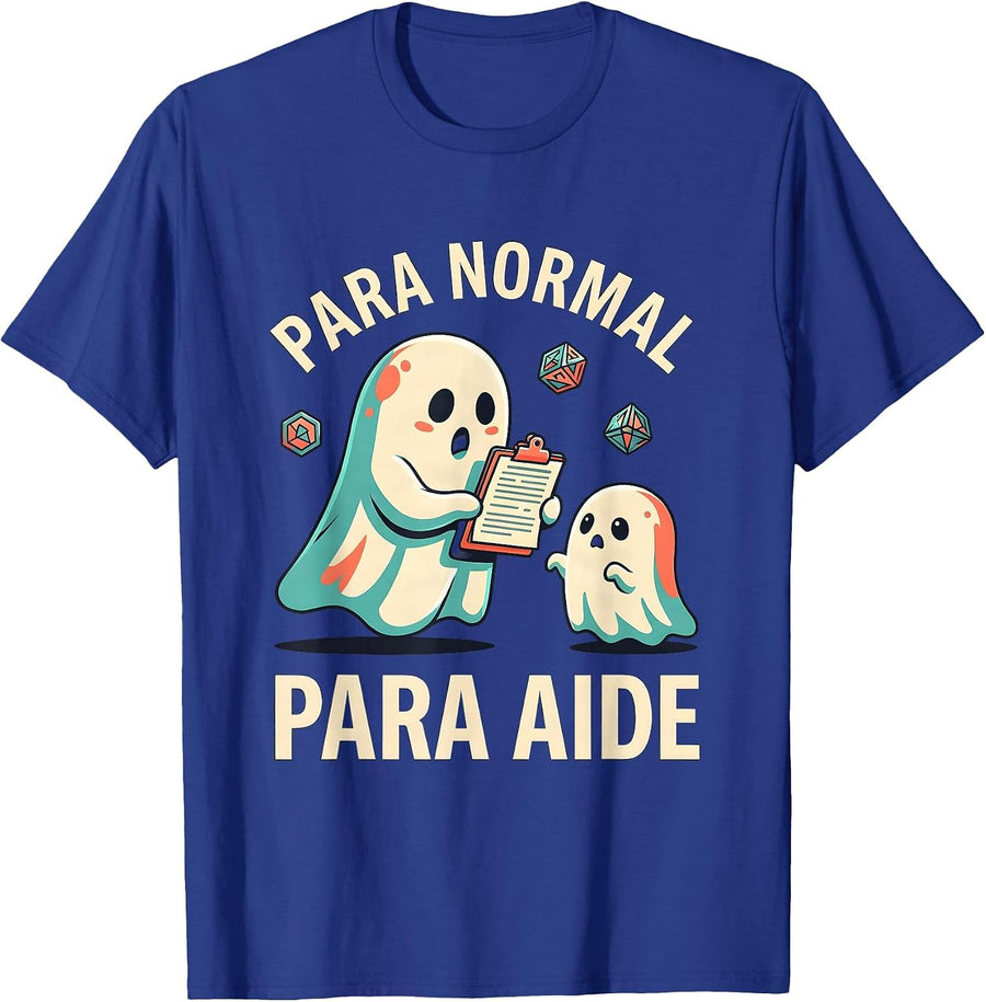 Para Normal Para Aide Ghost Pun Halloween Paraprofessional T-Shirt - Royal Blue