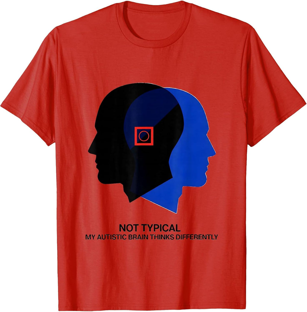 Men's Not Typical My Autistic Brain Thinks Differently Awareness T-Shirt - Red