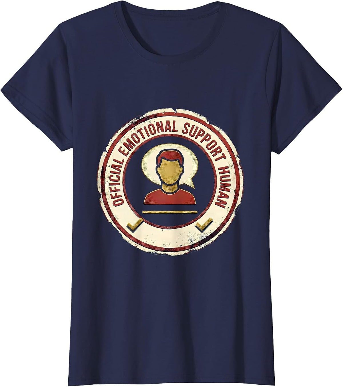Women's Official Emotional Support Human Funny Therapist Counselor T-Shirt - Navy Blue