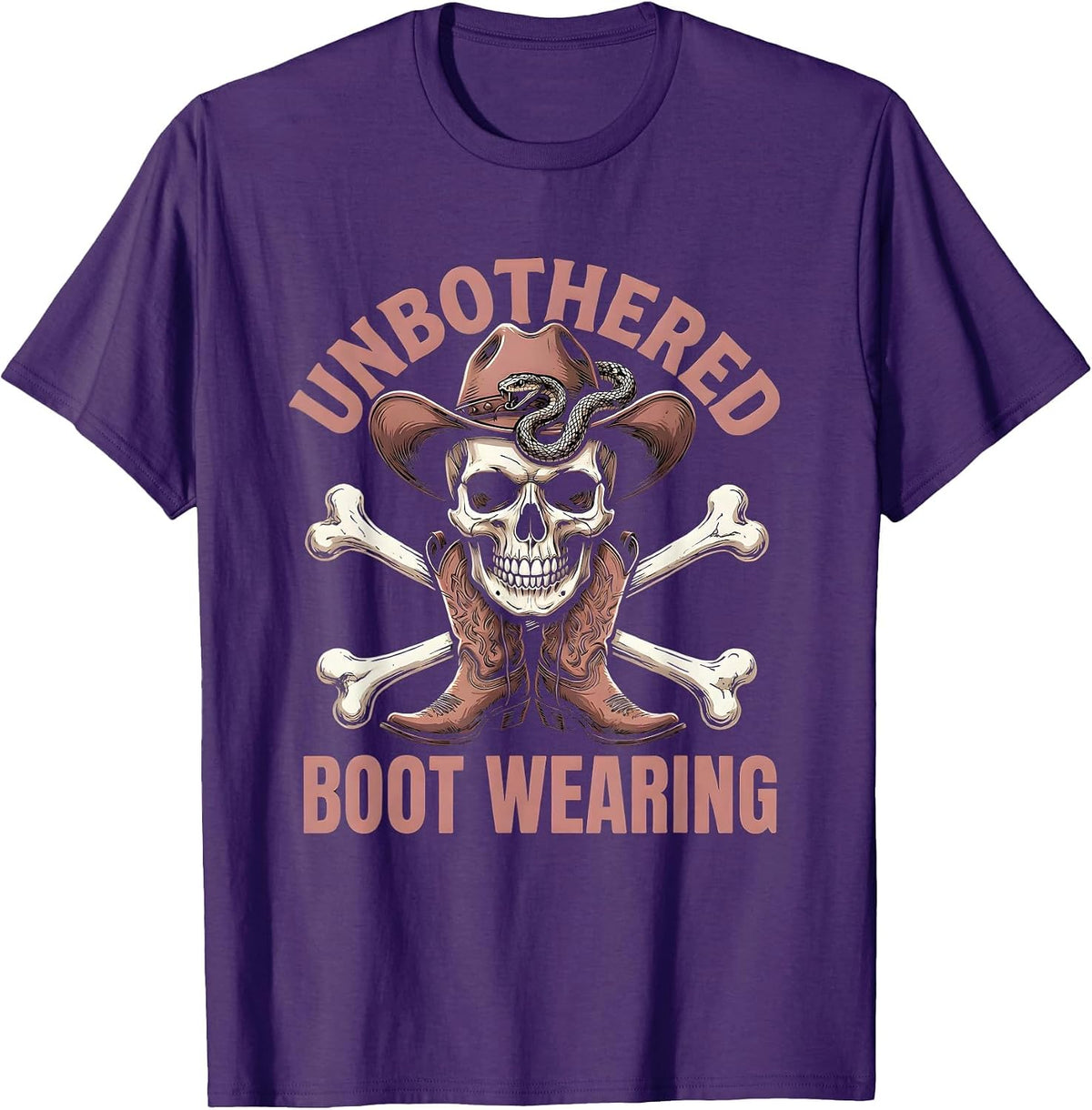 Men's Unbothered and Boot Wearing Cowboy Design T-Shirt - Purple