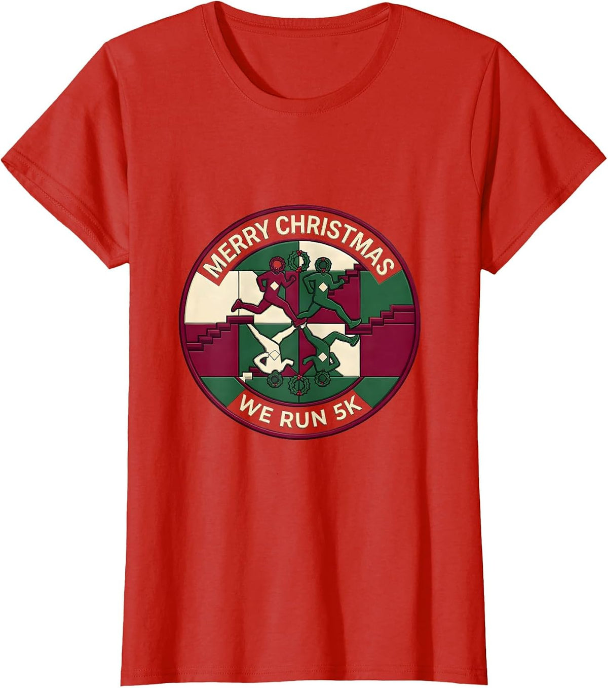 Merry Christmas, We Run 5K Funny Christmas 5K Squad Run T-Shirt - Red