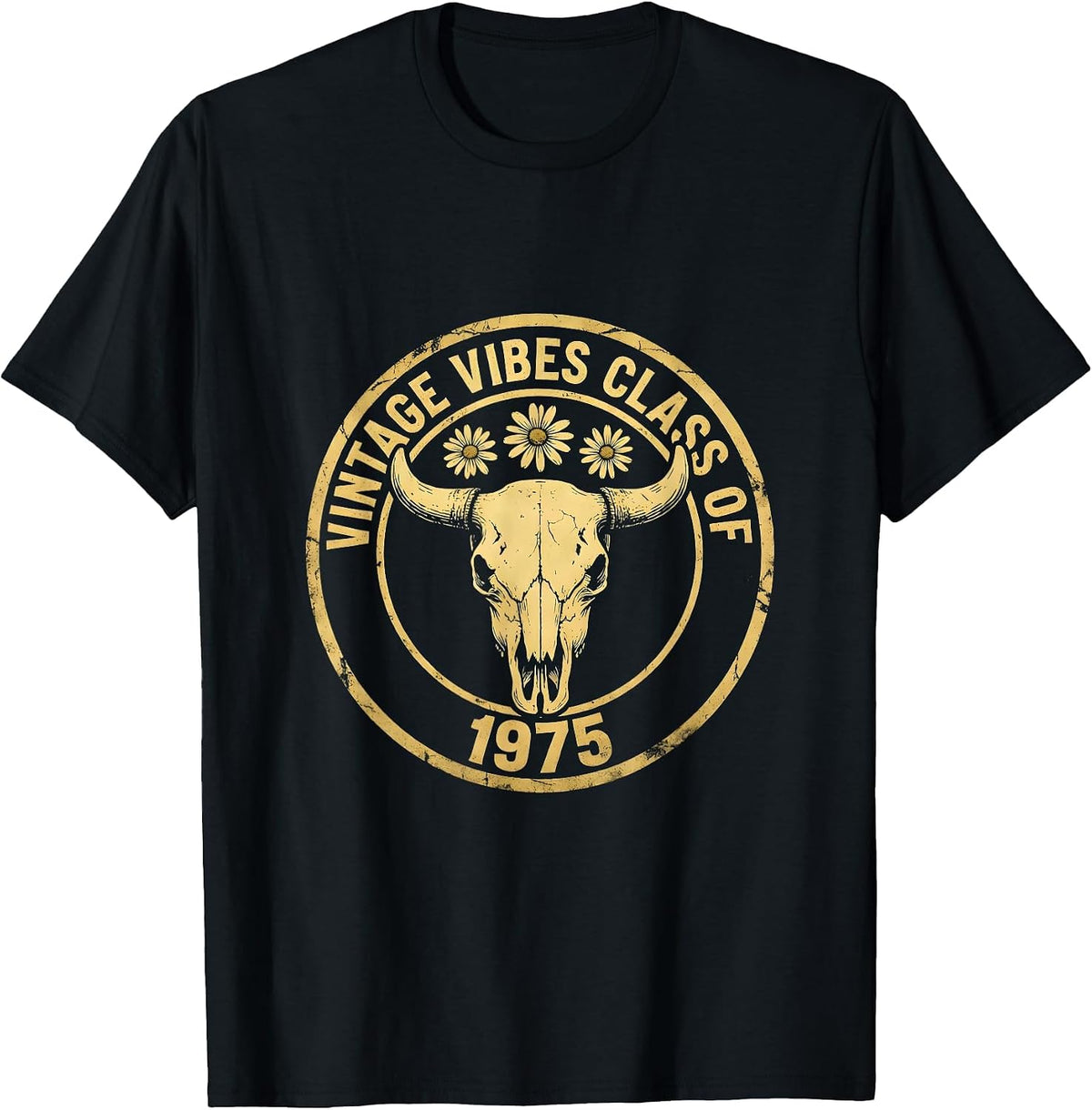 Men's Vintage Vibes Class of 1975 Retro Design T-Shirt - Black