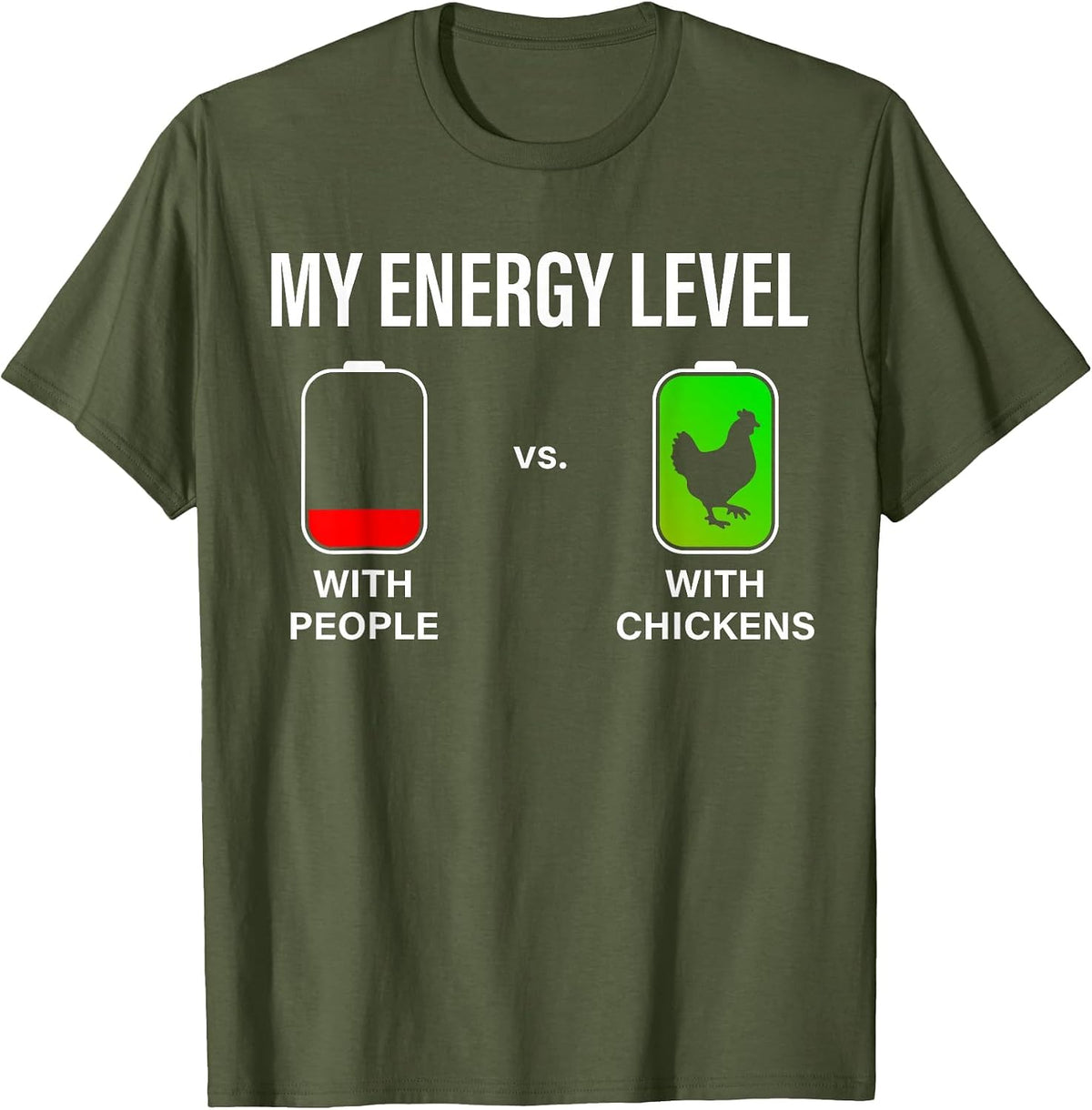 My Energy Level Funny Chicken Lover Backyard Chicken Farming T-Shirt - Olive Green