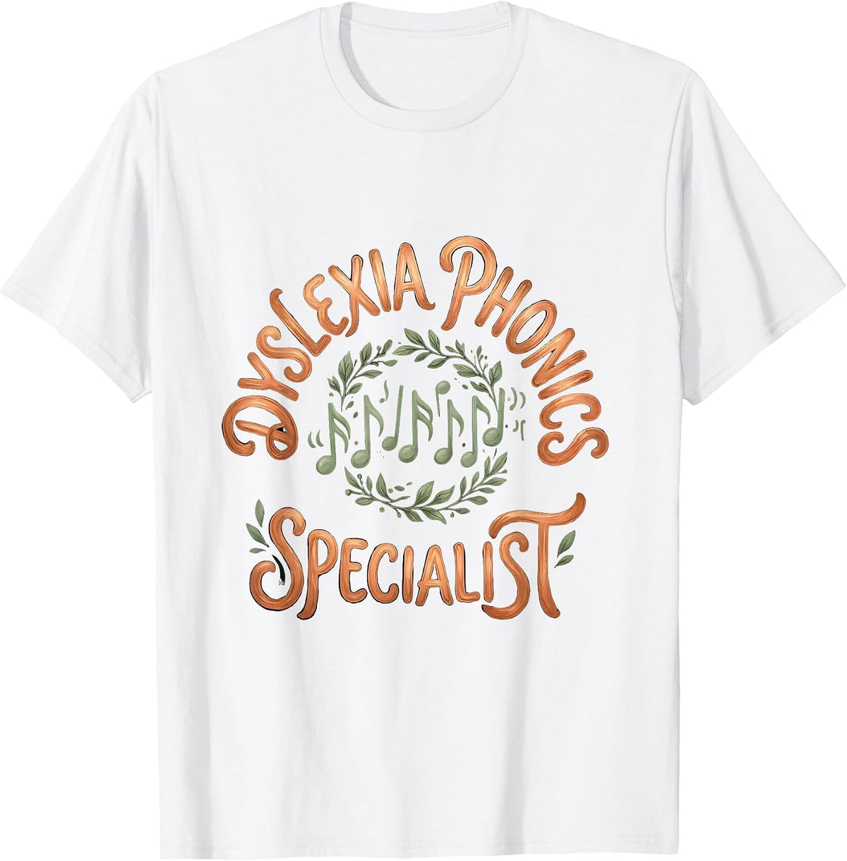 Men's Dyslexia Phonics Specialist Boho Typography Teacher T-Shirt - White
