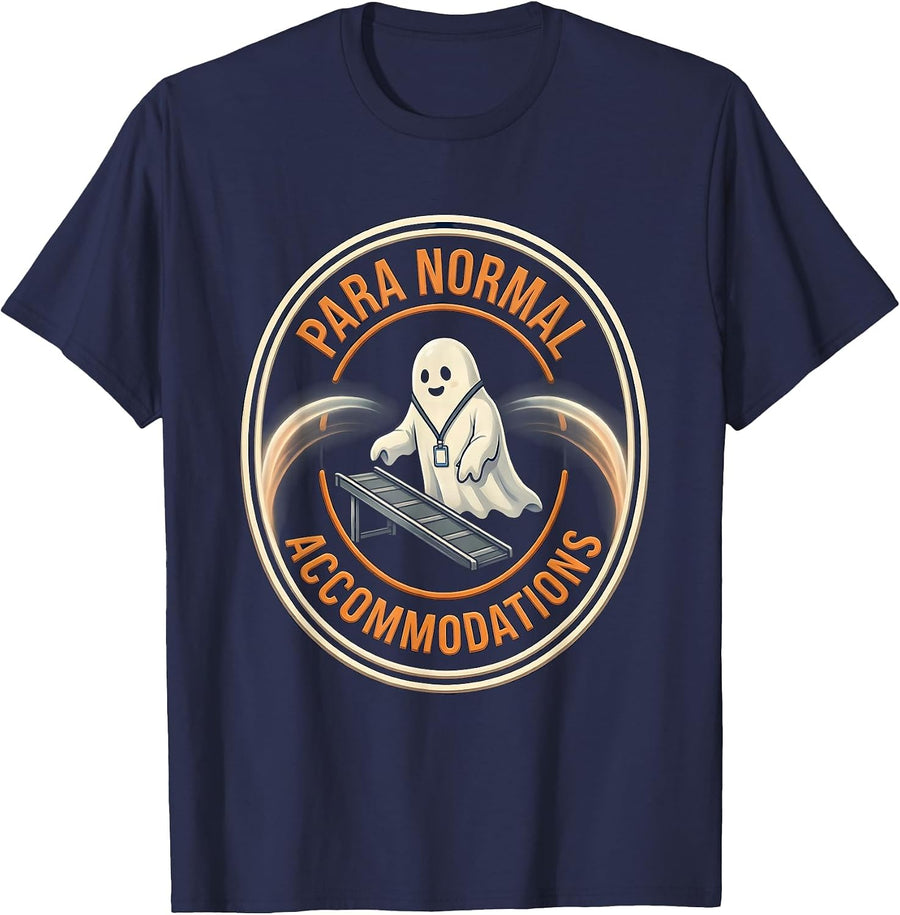 Para Normal Accommodations Funny Ghost Paraprofessional T-Shirt - Navy Blue