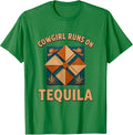 Men's Cowgirl Runs On Tequila Western Design T-Shirt - Kelly Green