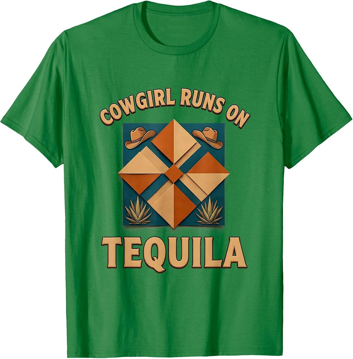Men's Cowgirl Runs On Tequila Western Design T-Shirt - Kelly Green