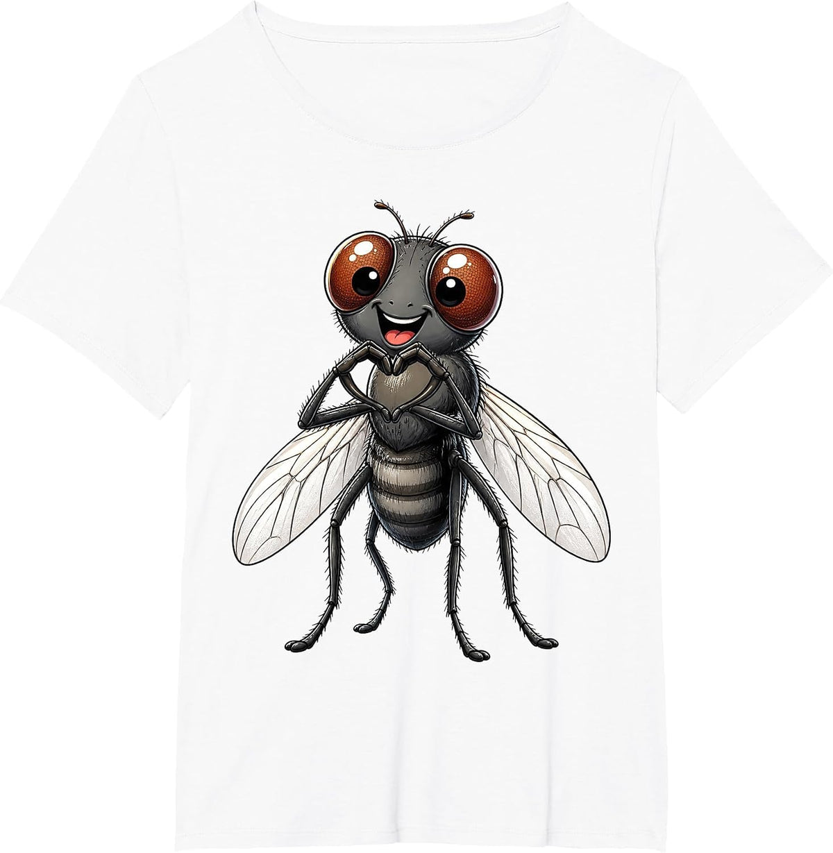 Fly with Heart | Cute Housefly Heart Symbol T-Shirt - White