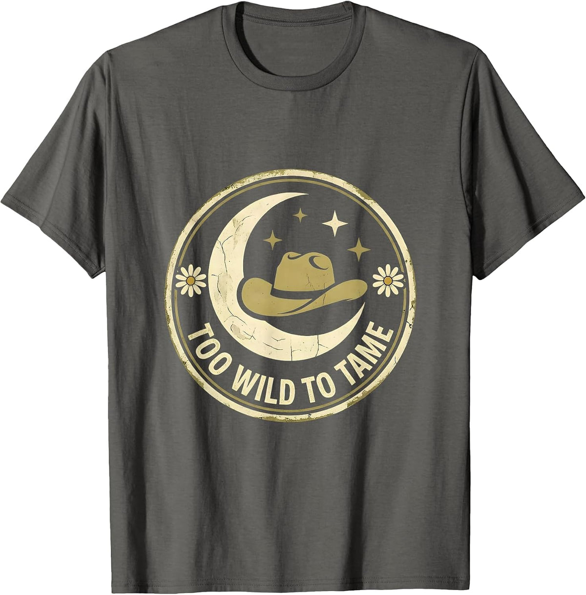 Too Wild To Tame White Cowgirl Design T-Shirt - Asphalt Grey