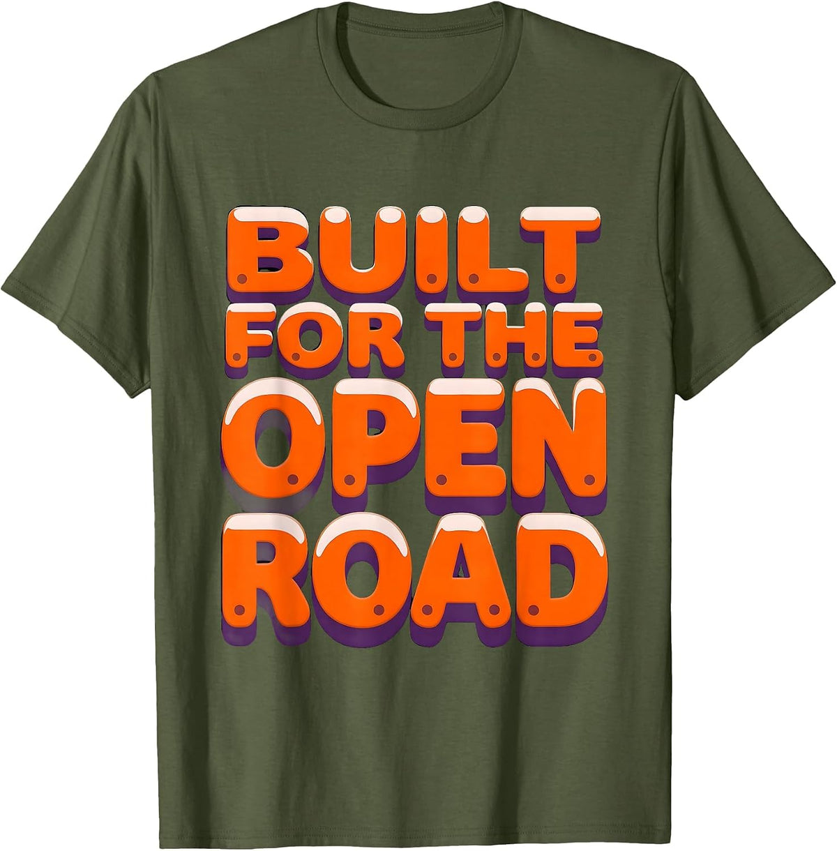 Men's Built for the Open Road Motorcycle Design T-Shirt - Olive Green