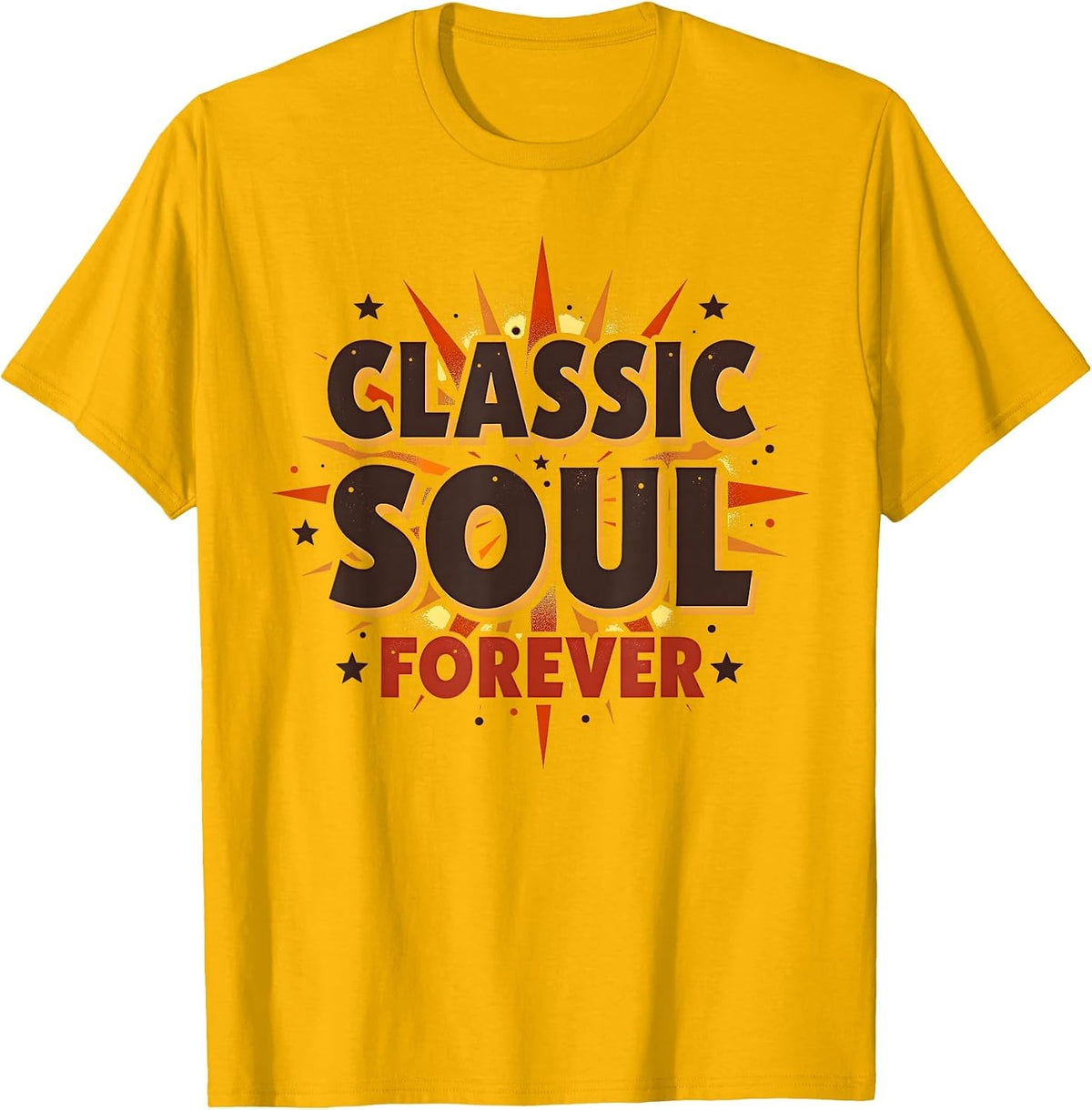 Classic Soul Forever Vintage 1975 Design T-Shirt - Golden Yellow