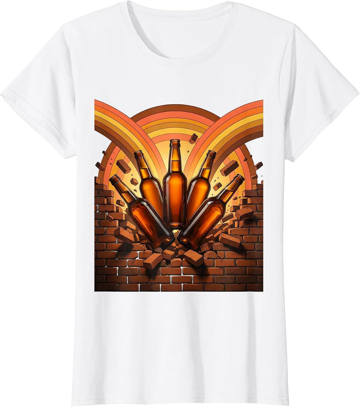 Women's Milwaukee Six Pack Bursting Through Brick Wall T-Shirt - White