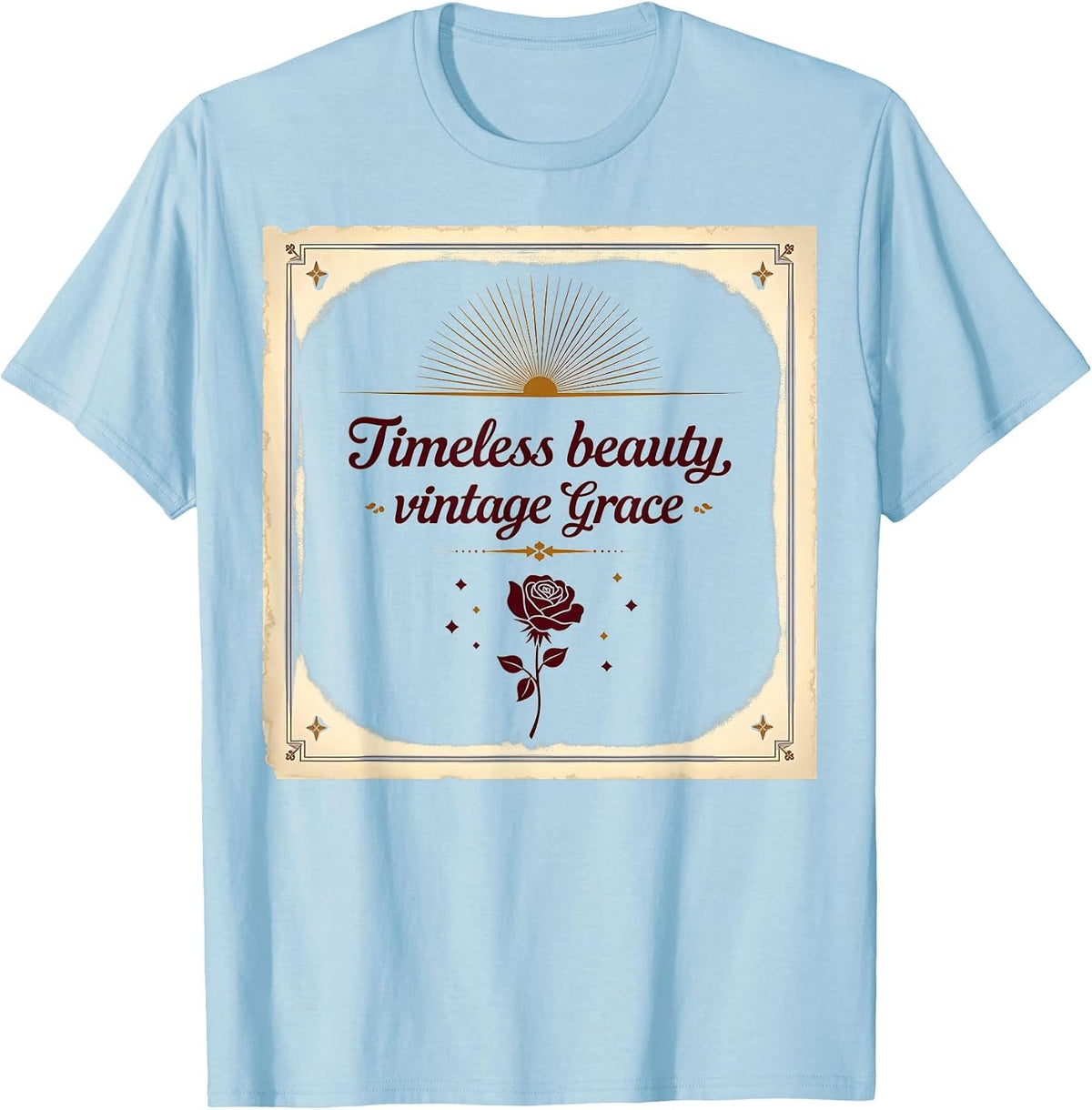 Vintage 1975 Timeless Beauty Grace Design T-Shirt - Baby Blue