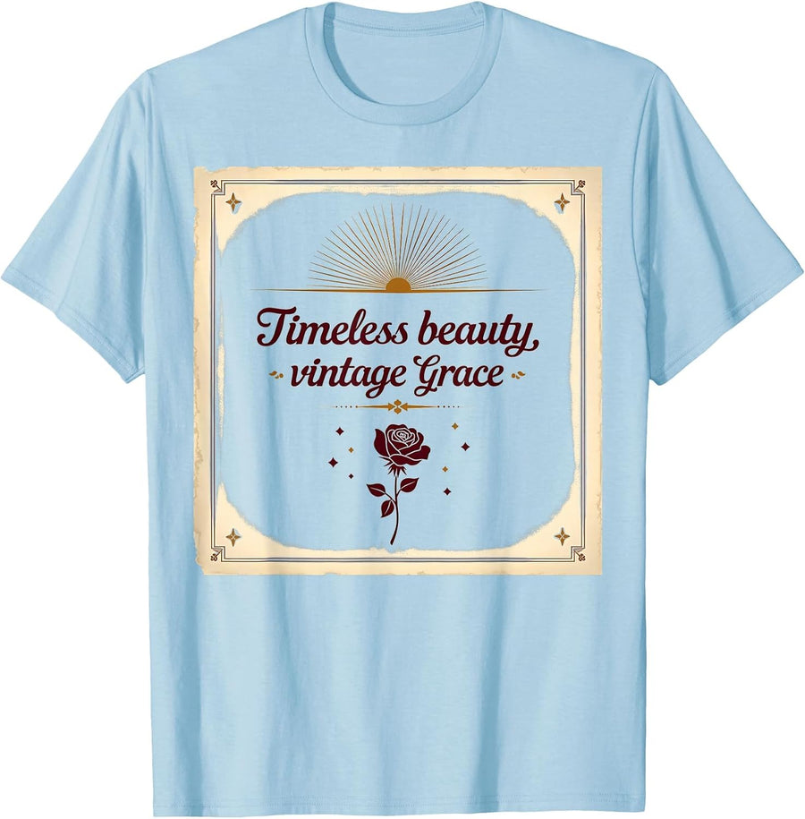 Vintage 1975 Timeless Beauty Grace Design T-Shirt - Baby Blue