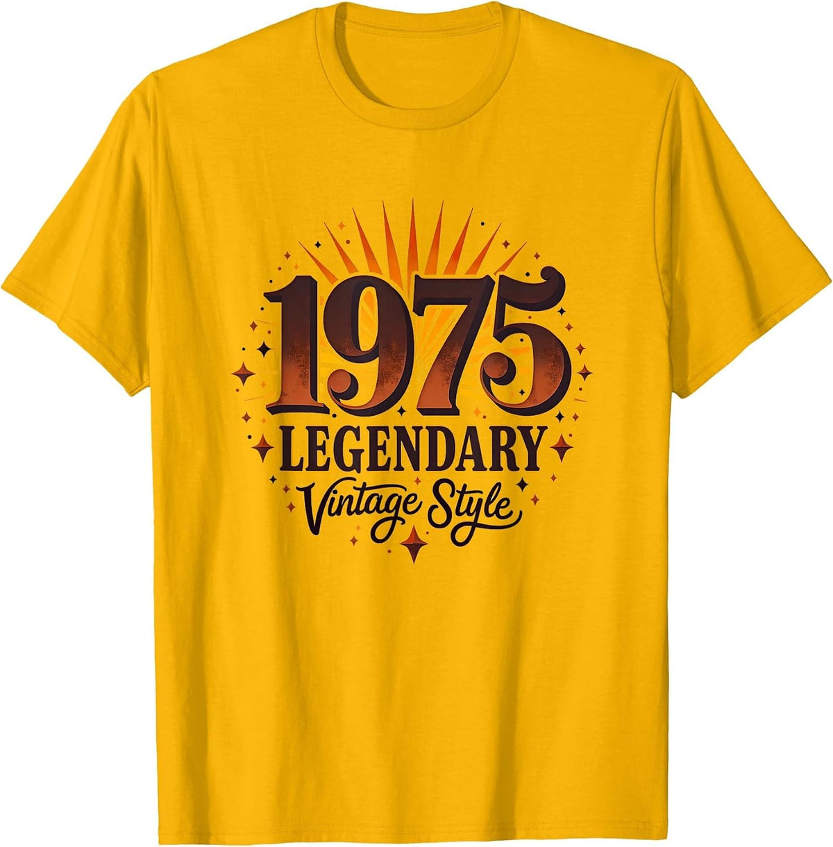 Vintage 1975 Legendary Classic Retro Design T-Shirt - Golden Yellow