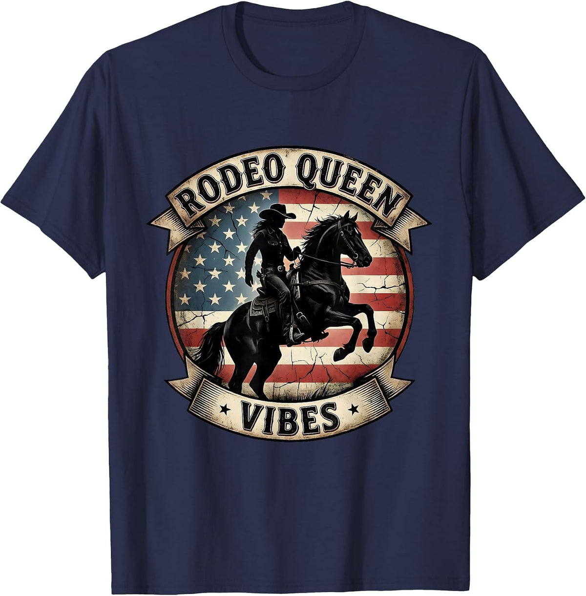 Rodeo Queen Vibes Save A Horse Ride A Cowboy T-Shirt - Navy Blue