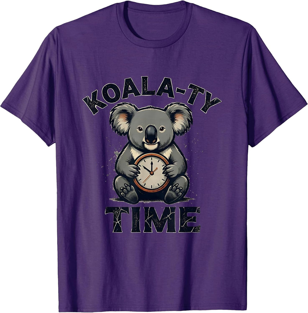 Koala-ty Time Distressed Funny Koala Lover Animal Humor T-Shirt - Purple