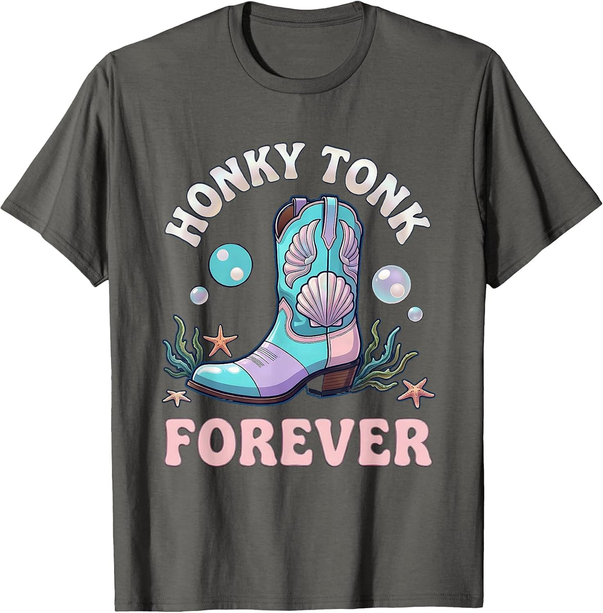 Honky Tonk Forever Country Music Design T-Shirt - Asphalt Grey