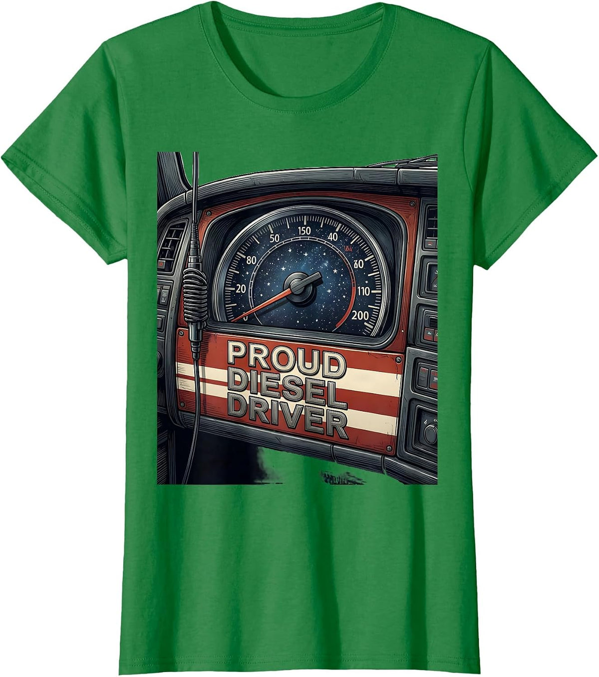 Women's Proud Diesel Driver Patriotic Trucker Semi Truck Driver Gift T-Shirt - Kelly Green