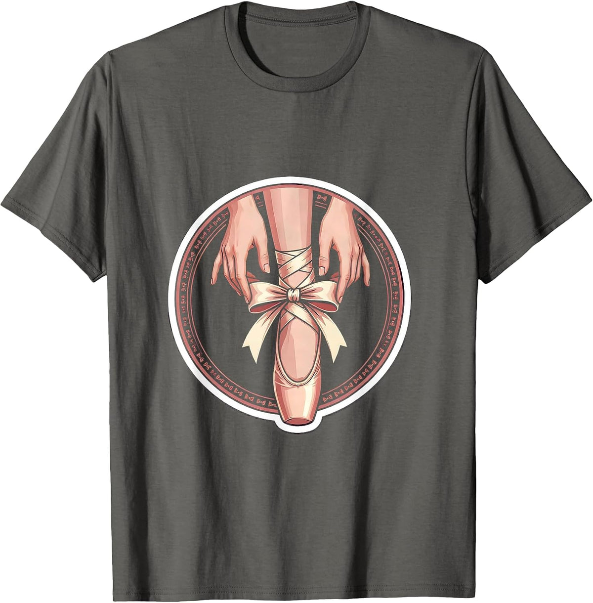 Men's Balletcore Satin Ribbon Ankle Tie Graphic T-Shirt - Asphalt Grey