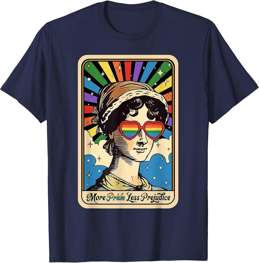 More Pride Less Prejudice LGBT Rights Tarot Card T-Shirt - Navy Blue