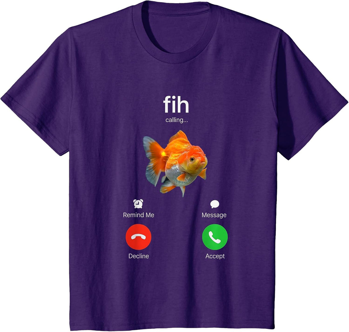 Oranda Goldfish fih Calling Joke Incoming Call Animal Lover T-Shirt - Purple