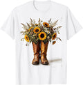 Cowboy Boots Wildflowers 90s Country Floral Design T-Shirt - White