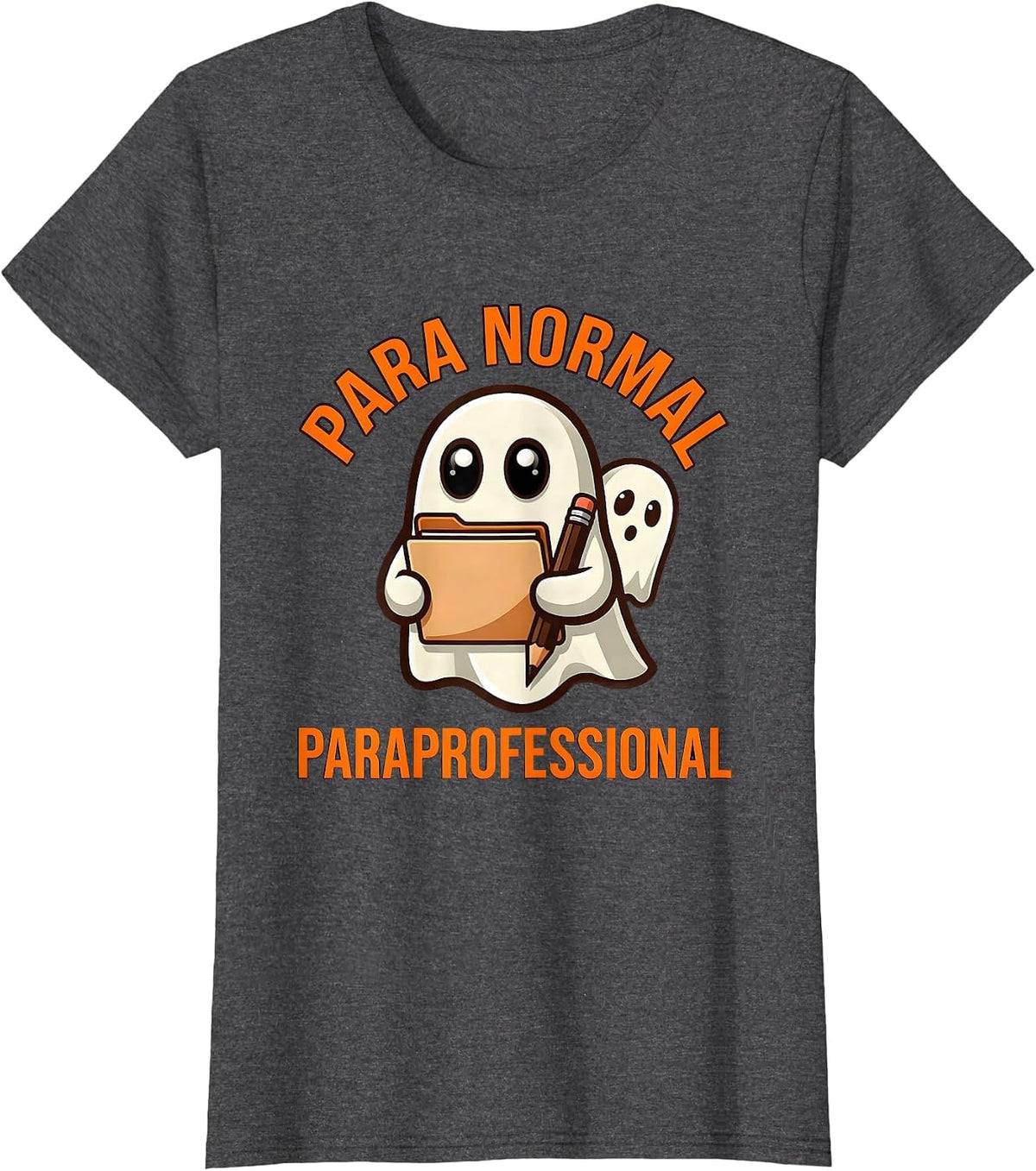 Women's Para Normal Paraprofessional Ghost SPED Teacher Halloween T-Shirt - Dark Heather Grey