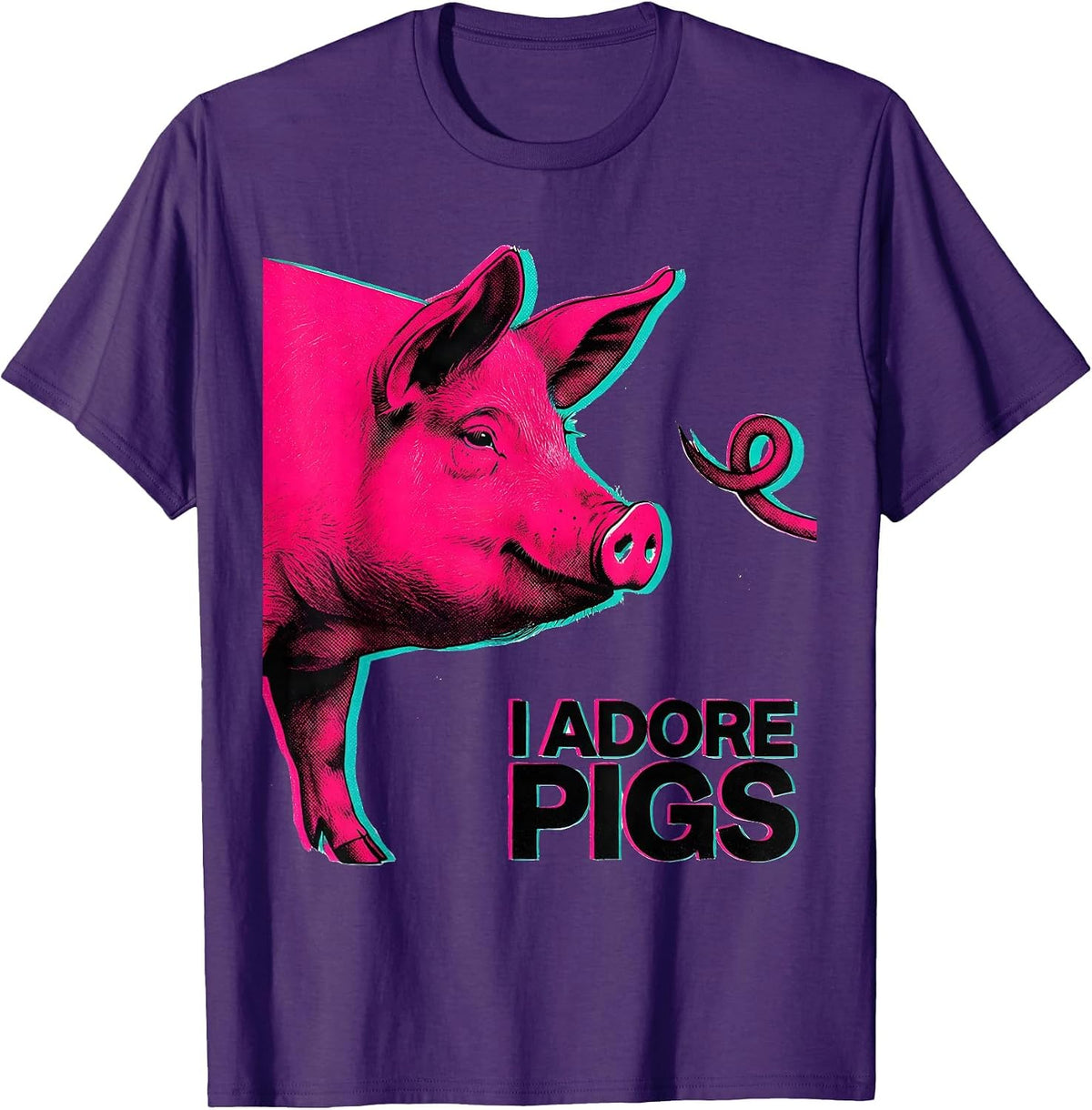 Men's I Adore Pigs Cute Pig Farm Animal Lover Humor T-Shirt - Purple