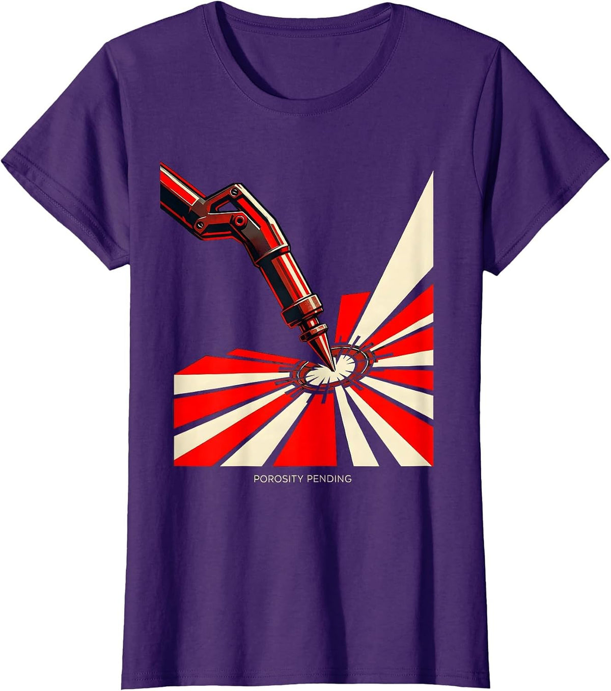 Women's Porosity Pending Constructivist Welder Blue Collar Humor T-Shirt - Purple
