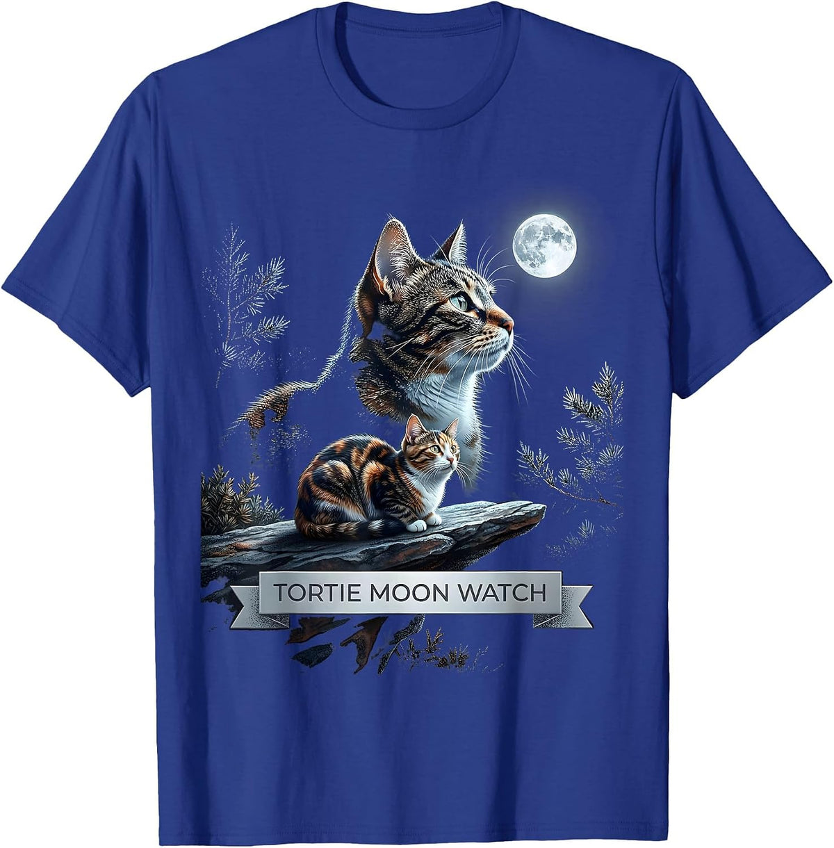 Men's Tortie Moon Watch Vintage Tortoiseshell Cat 90s Retro T-Shirt - Royal Blue