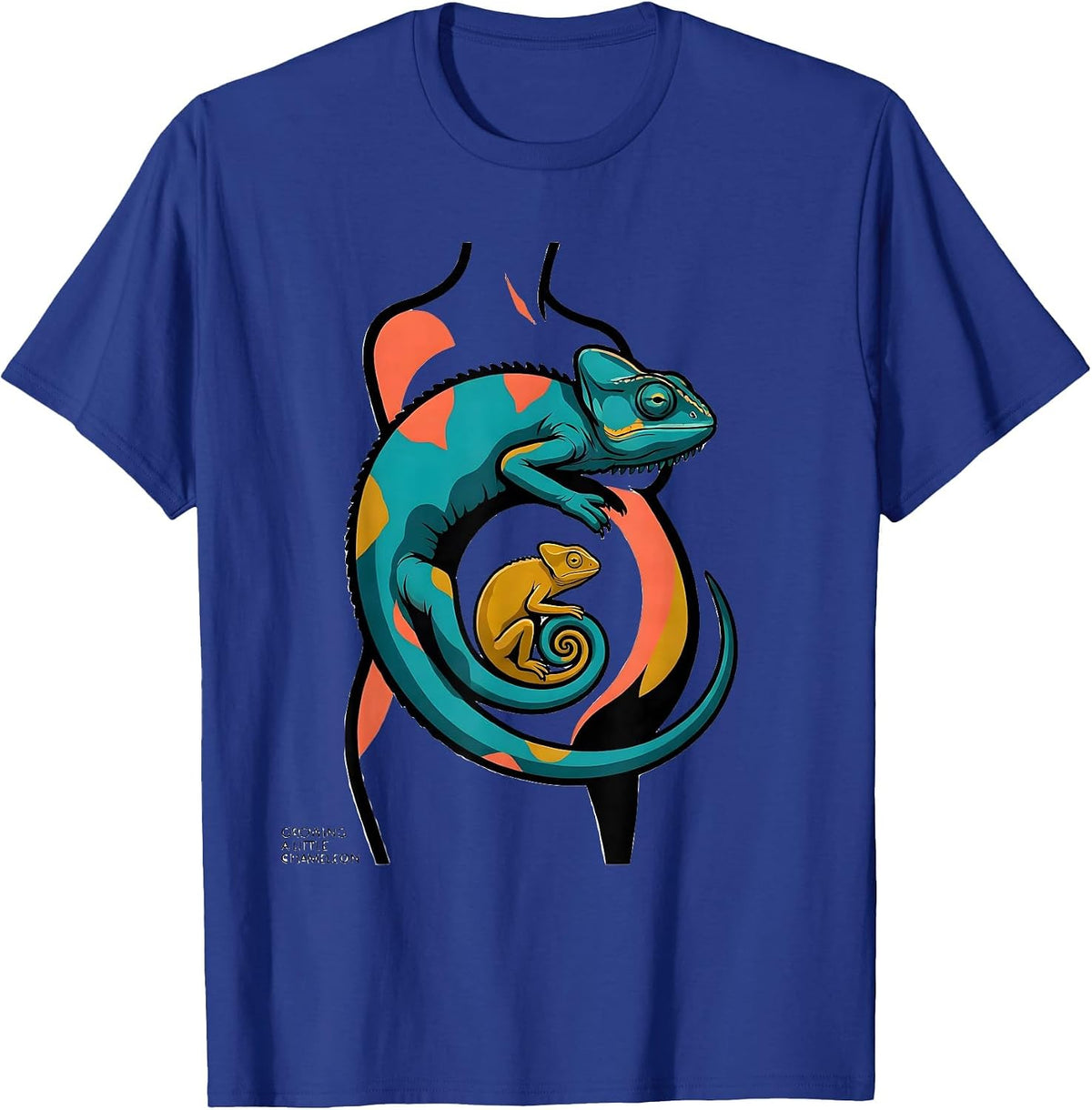 Growing A Little Chameleon Funny Pregnancy Announcement T-Shirt - Royal Blue