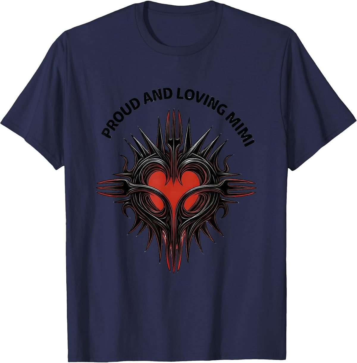 Proud and Loving Mimi Grandmother Design T-Shirt - Navy Blue