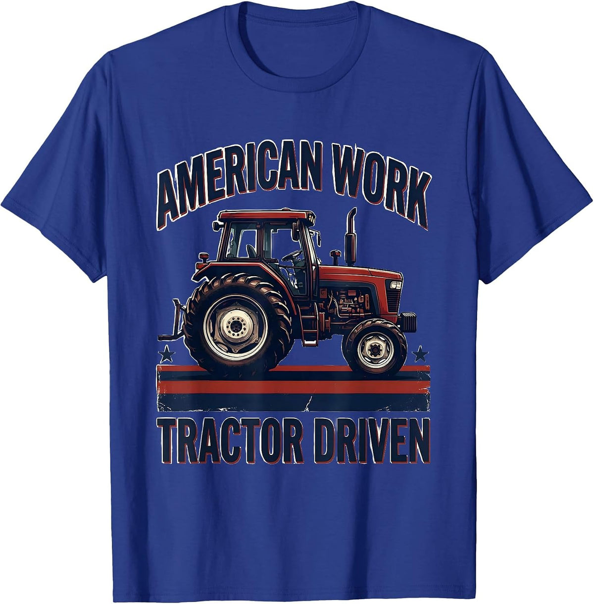 Men's American Work Tractor Driven Funny Farmer Patriotic Farm Dad T-Shirt - Royal Blue