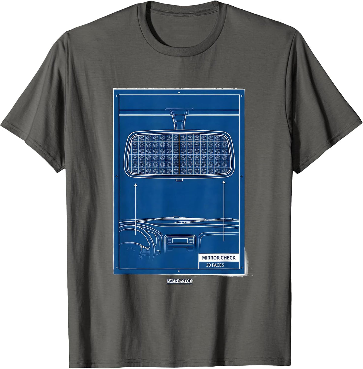 Mirror Check: 30 Faces Every Stop School Bus Driver T-Shirt - Asphalt Grey