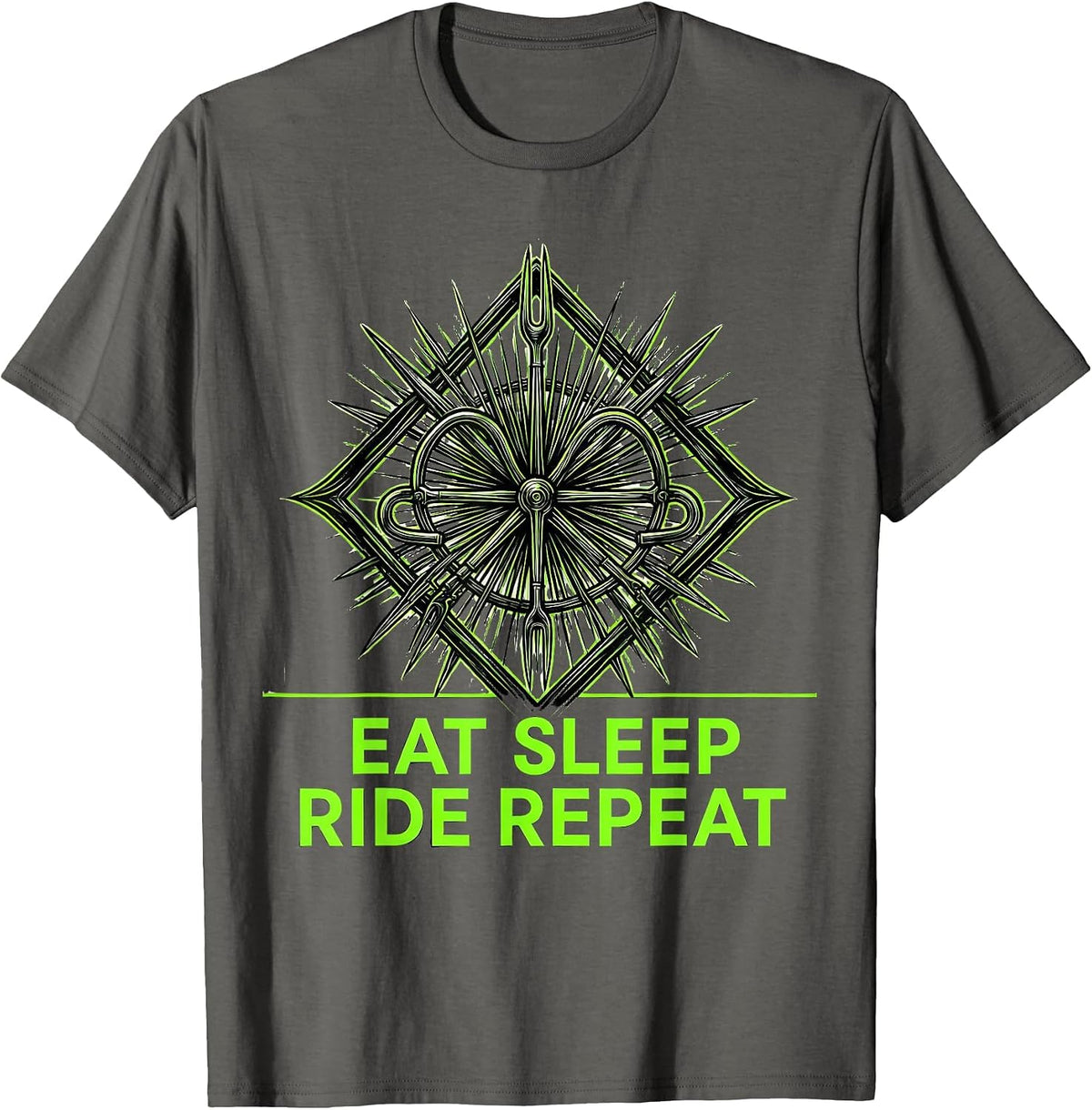 Eat Sleep Ride Repeat Cycling Design T-Shirt - Asphalt Grey