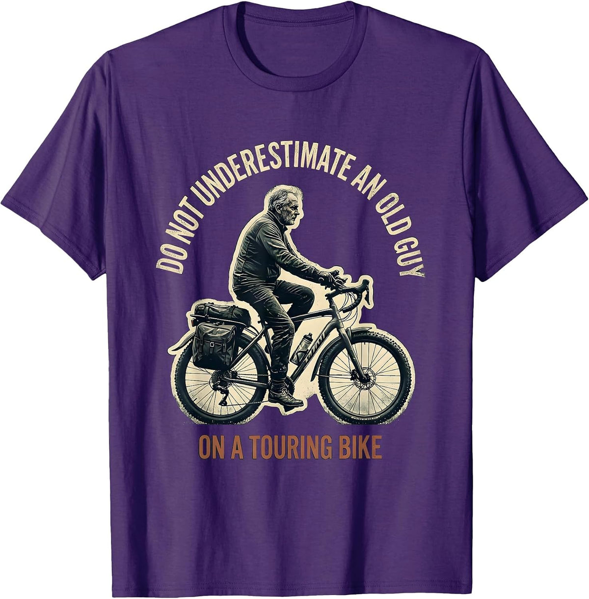 Do Not Underestimate An Old Guy On A Touring Bike Distressed T-Shirt - Purple
