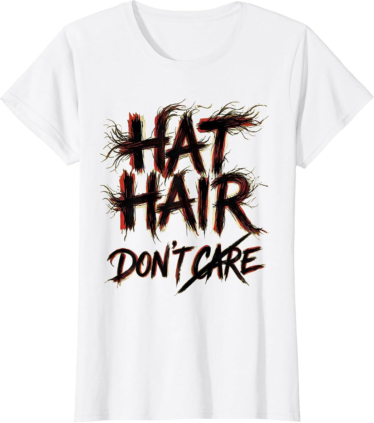 Hat Hair Don't Care Cowboy Design T-Shirt - White