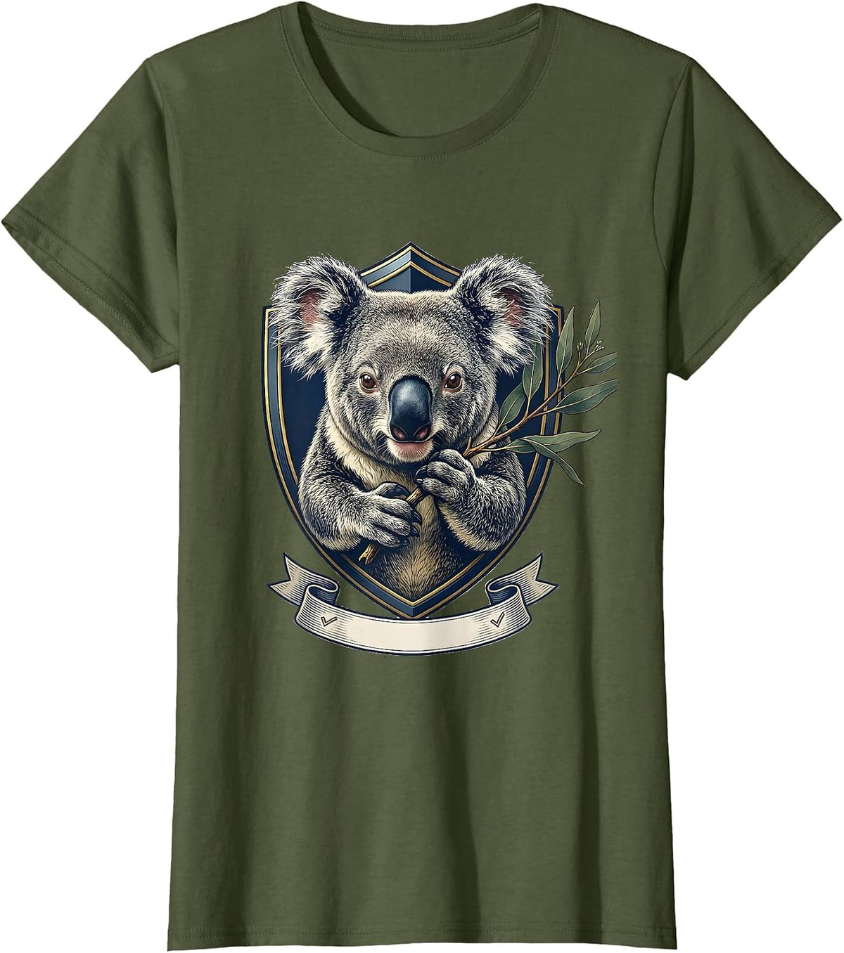 Women's Koala Emblem Funny Animal Lover Novelty T-Shirt - Olive Green