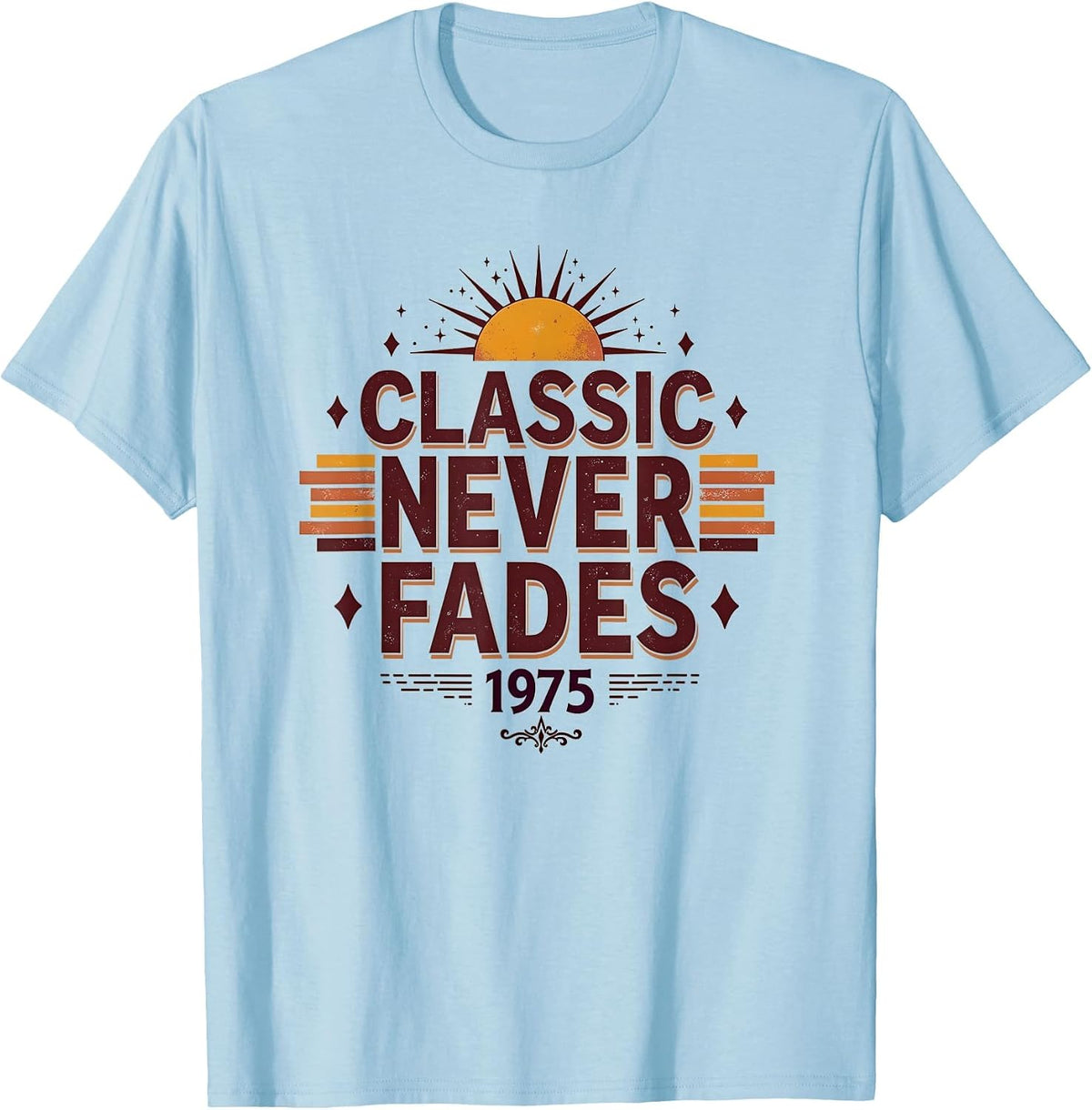 Vintage 1975 Classic Never Fades Retro Design T-Shirt - Baby Blue