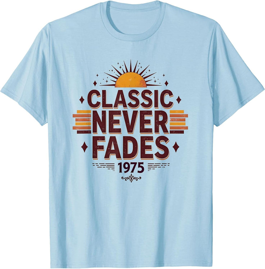 Vintage 1975 Classic Never Fades Retro Design T-Shirt - Baby Blue
