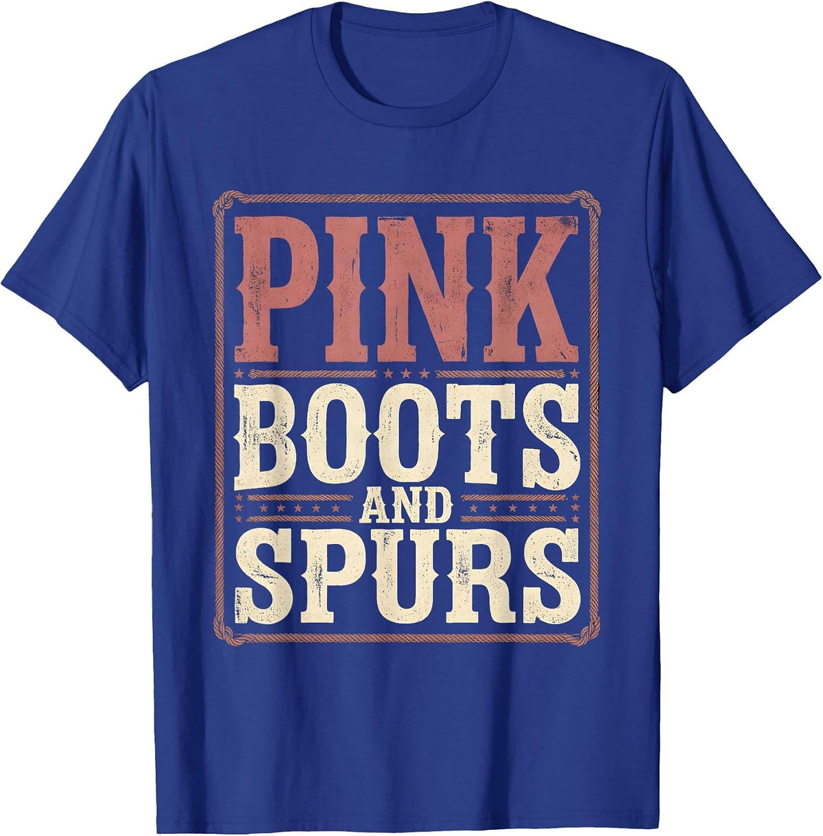 Pink Boots and Spurs Cowgirl Design T-Shirt - Royal Blue