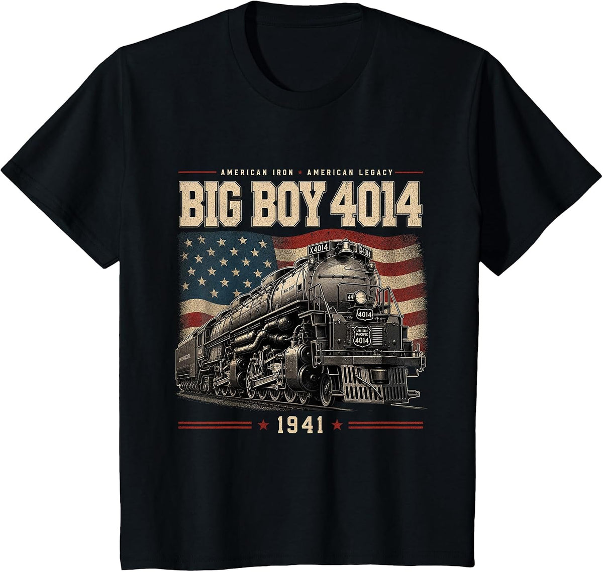 Big Boy 4014 Steam Train Vintage Locomotive Engine T-Shirt - Black