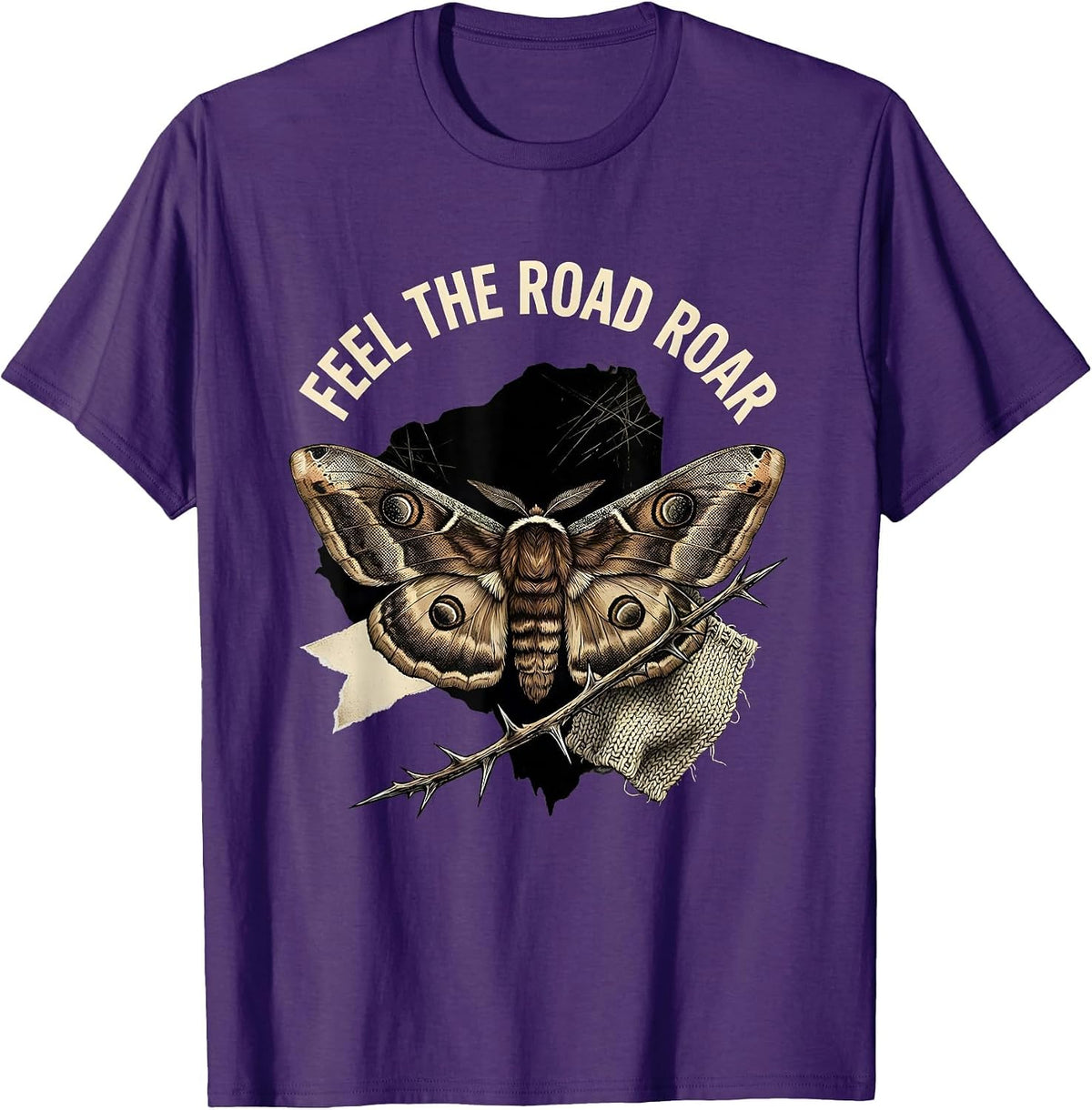 Feel the Road Roar Motorcycle Riding Design T-Shirt - Purple