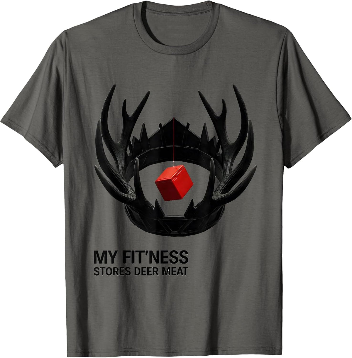 My Fit'ness Stores Deer Meat Funny Hunting Dad Joke T-Shirt - Asphalt Grey